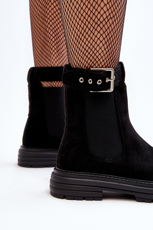 Suede Ankle Boots On Massive Sole Black Ozaro
