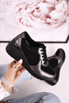 Women’s Leather Wedge Sneakers Black Silver Roxette
