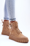 Women's Suede Boots on a Platform Beige Raftera