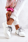 Women's Leather Sneakers On The Platform White Marien
