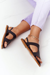 Leather Sandals With Drawstring Big Star HH274715 Black