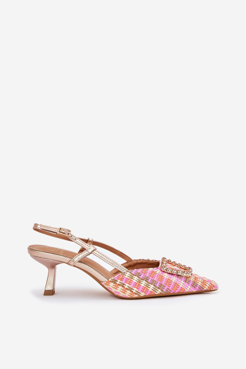 Szpilki Odkryta Pięta Ozdoba Szampańskie Teminora