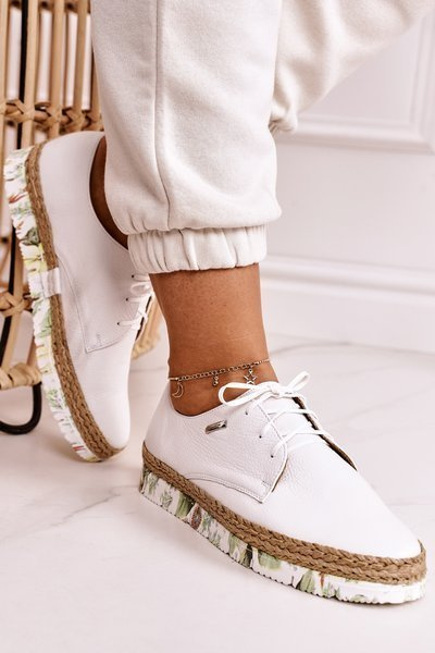 Women's Leather Brogues Shoes Maciejka White 02936-11