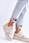 Buty Sportowe Damskie Wysokia Platforma Jasnobeżowe Bexley