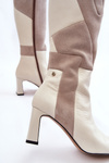Women's Leather Knee Boots Maciejka 05784-22 Light Beige