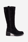 Women's Block Heel Boots Eco Suede Black Darisse