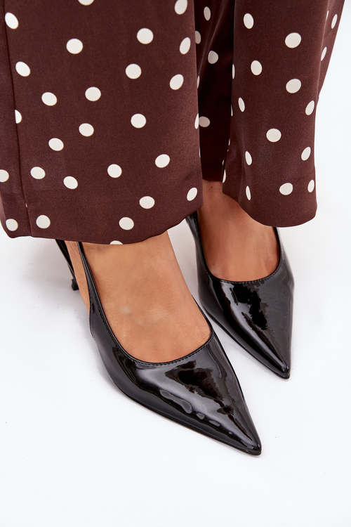 Lacquered High Heels With Open Heel Black Talira