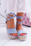 Women's Platform Platform Platform Sandals Linen Tied Blue Jolyn
