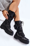 Women's Bov Boots With Kidney Lace Up Black Lillien