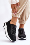 Sneakersy Damskie Cyrkonie Czarne Raiden