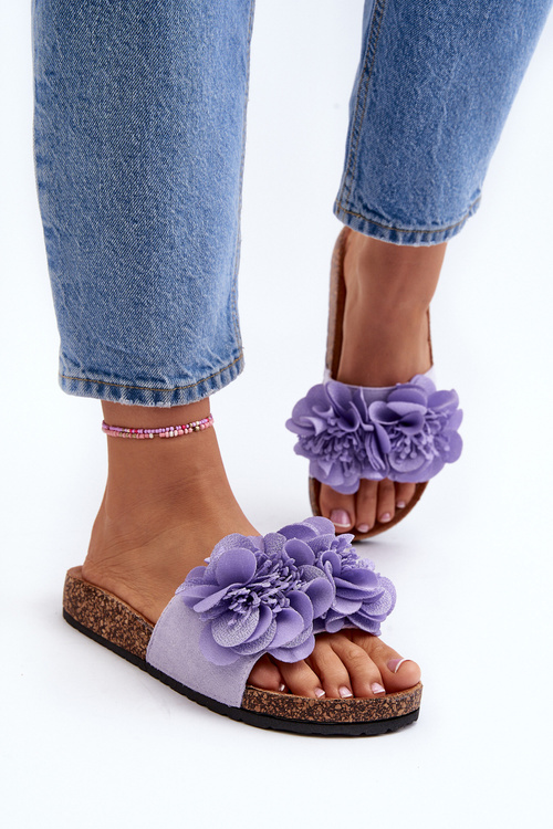 Women's Purple Flower Slides Lulania