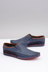 Slip-on Polish Men's Leather Moccasins Teodoro Navy Blue