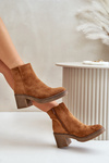 Heeled Boots Eco Suede Insulated With Zip Camel Lerallea