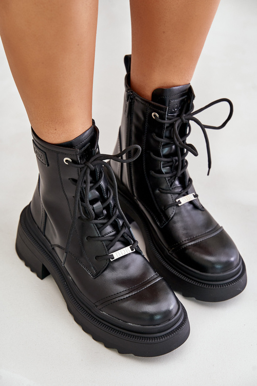 Women's Warm Leather Ankle Boots Black Goe OO2N4115-W2