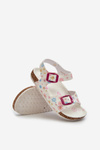 Children's Sandals with Flowers and Buckles White Memoria