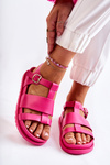 Leather Sandals On Platform fuchsia Tessy