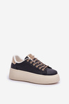 Sneakersy Z Ozdobnymi Sznurówkami Na Platformie Czarne Fonetha