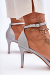 Shiny Heeled Sandals Silver Gedna