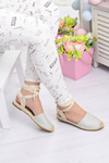 Women's Linen Ballerinas Tiered Silver Espadrilles Sea