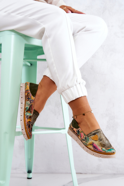 Women's Leather Loafers Maciejka 05434-09 Green