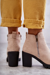 Suede Boots On High Heels With A Zipper Light Beige Sevione