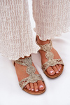 Flat Women's Sandals With Lace Pattern Artiker 56C1281 Gold