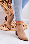 Women's Boots With A Cut On Block Heel Suede Beige Lawrence