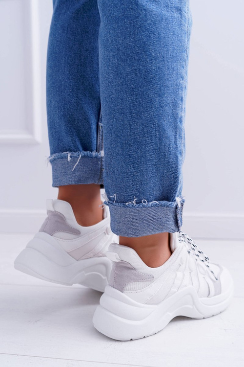 Sporty Women's Thick Sole Shoes White Fina