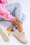 Buty Sportowe Sneakersy Damskie Wsuwane Beżowe Rosett
