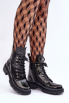 Glossy Boots with Ornament Workery Black Emmber