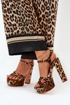 Womens Sandals On A Heel And Platform Eco Leather Beige Lomman