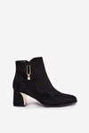 Women's heeled ankle boots with gold details black Kalivra