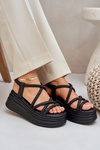 Sandals On Massive Platform With Intertwining Straps Black Lanathea
