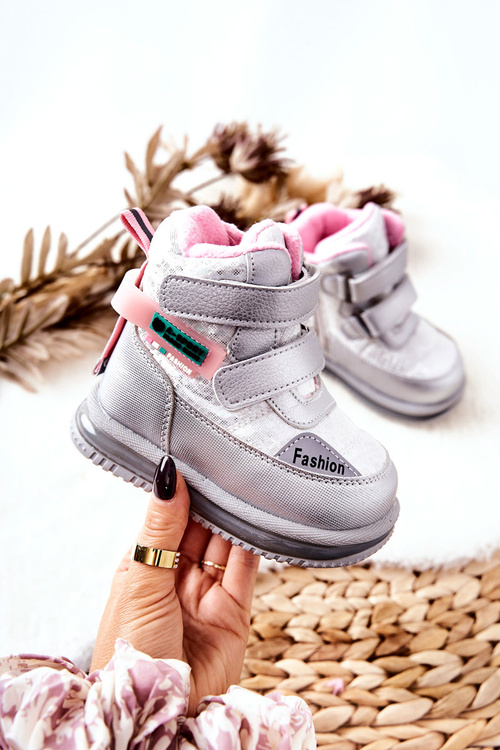 Insulated Snow Boots Zipper Silver Hesiera