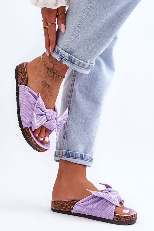 Corduroy Slippers On The Cork Sole Violet Summertime
