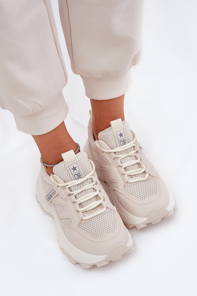 Sneakersy Buty Sportowe Damskie Na Masywnej Podeszwie Beżowe Prononice