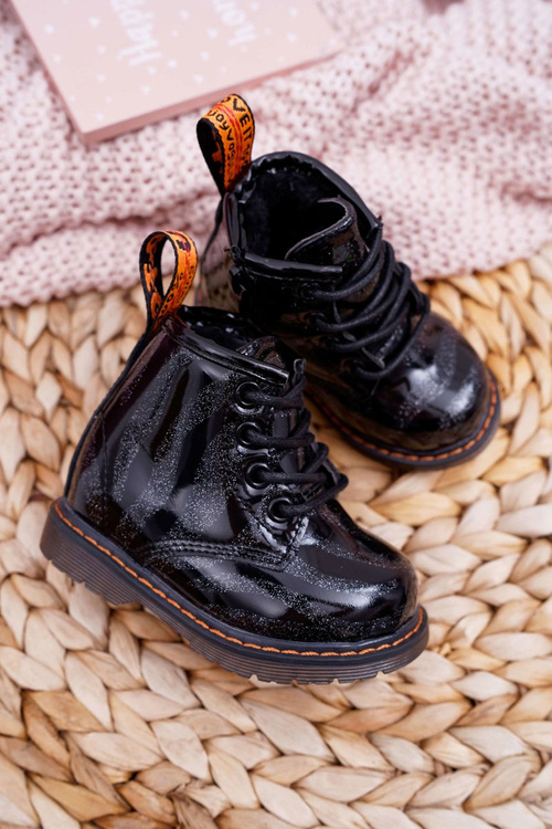Children's Zipper Leather Booties Black Omua