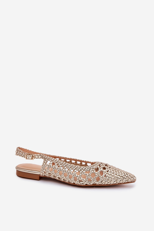 Ballet Flats With Weaving On A Flat Heel Golden Carollese