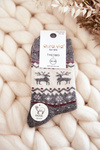 Women's Christmas Woolen Socks Reindeer Pattern Grey