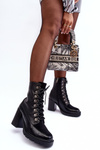 Heeled Lace-Up Boots Black Lathia