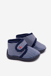 Children's slippers with Velcro striped navy Lavelle