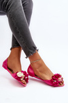 Women's Rubber Ballerina Flats with Flowers Fuchsia Junikla
