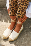 Women's White Lace-Up Platform Espadrilles with Braiding Tailesse