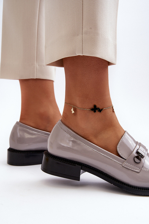 Women's Gray Patent Loafers Nerilaja