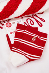 Damskie Świąteczne Skarpetki Paski I Miś Czerwone
