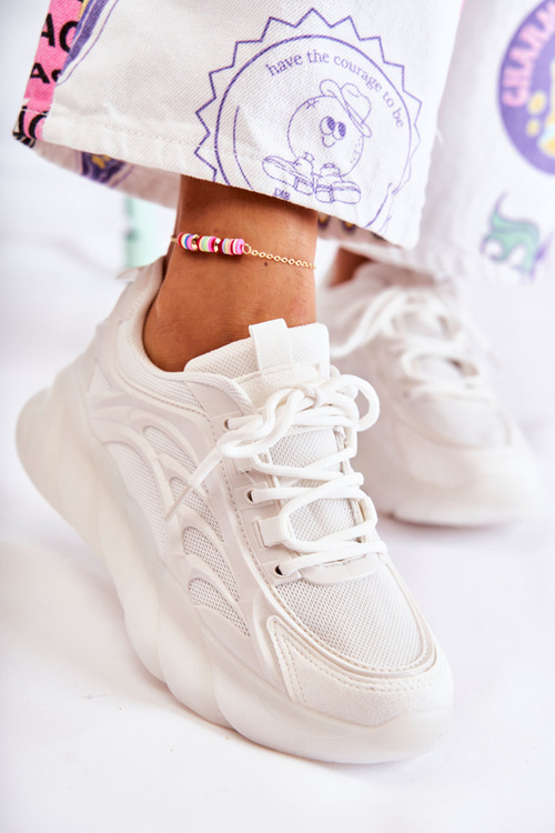 Buty Sportowe Sneakersy Modne Damskie Białe Sollero