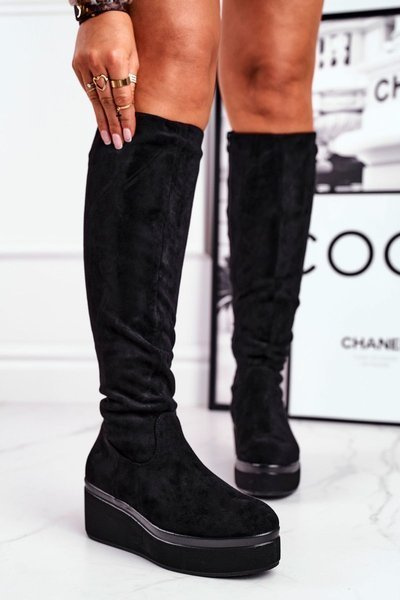 Women's high boots on platform Sergio Leone black BT732