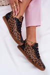 Women's Leather Sports Shoes With Leopard Print Laura 2935 Brown