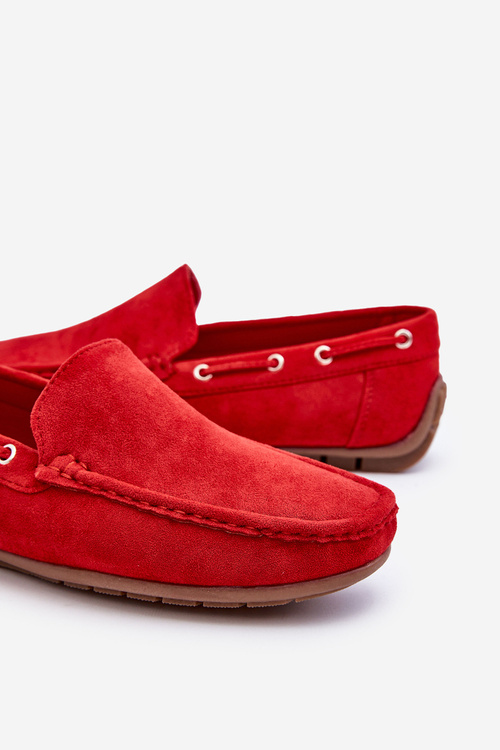 Men's Suede Slip-On Moccasins Red Rayan