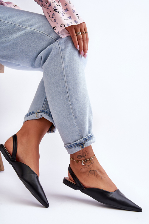 Women's Leather Slip-On Ballet Flats Black Germes